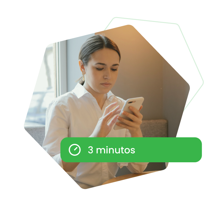 Woman using her phone to request a loan